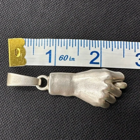 .925 Silver Figa Amulet On 24 Byzantine Chain / 80 GRAMS OF SILVER !!!